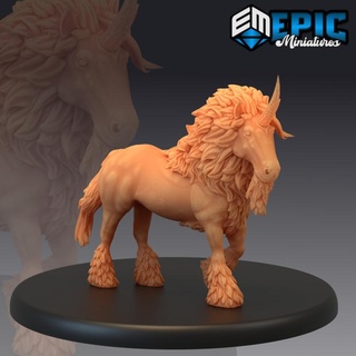 maned unicorn magic forest creature woodland encounter epic-miniatures beast fantasy medieval monster rpg warhammer horse sla enemy tabletop horn dungeon spirit dnd pathfinder horned npc pre-supported supported pre mane 3d print model - Mito3D