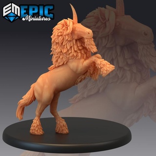 maned unicorn attacking magic forest creature woodland encounter epic-miniatures beast fantasy medieval monster rpg warhammer horse sla enemy tabletop horn dungeon spirit dnd pathfinder horned npc pre-supported supported pre mane 3d print model - Mito3D