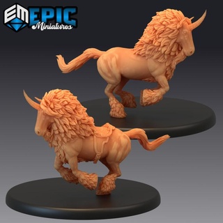 maned unicorn running magic forest creature woodland encounter epic-miniatures beast fantasy medieval monster rpg warhammer horse sla enemy tabletop horn dungeon spirit dnd pathfinder horned npc pre-supported supported pre mane 3d print model - Mito3D