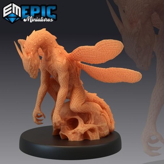 fairy dragon fly faerie drake fey woods encounter epic-miniatures fantasy medieval monster rpg warhammer sla enemy tabletop dungeon dnd pathfinder npc pre-supported supported pre 3d print model - Mito3D