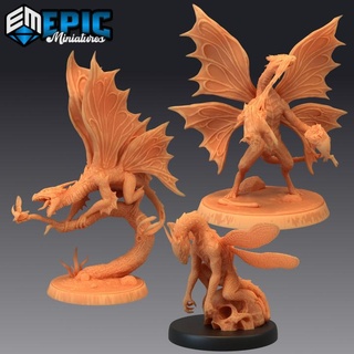 fairy dragon set faerie drake fey woods encounter epic-miniatures fantasy medieval monster rpg warhammer sla enemy tabletop dungeon dnd pathfinder npc pre-supported supported pre 3d print model - Mito3D
