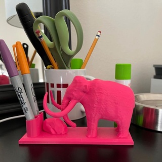 mamut bolígrafo soporte philippe barreaud hogar casa jardín oficina titulares sharpie elefante titular pluma Hielo Sharpieholder 3d print model - Mito3D