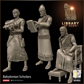 babylonian scholars - library dawn gadgetworks Tabletop Characters & Creatures Fantasy Universe ancient wizard mage tablets robe assyrian scholar babylon scrolls ttrpg librarian tabletopcharacters&creatures&gt fantasyuniverse 3d print model - Mito3D