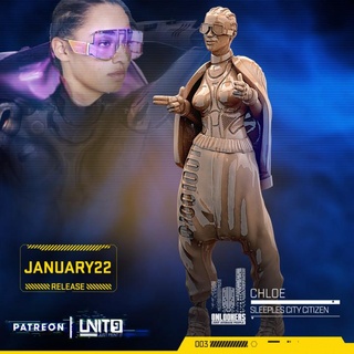 cyberpunk - chloe sleepless city citizen unit9 Tabletop Characters & Creatures Sci-Fi Universe miniatures scifi boardgames wargame patreon 28mm 32mm tabletop game skirmish 3d print model - Mito3D