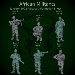 Patreon paketlemek 07 Ocak 2022 Afrikalı militanlar lüks Ayarlamak savaş ahtapot minyatürler masaüstü karakterler yaratıklar tarihi Evren modern oyunu 3d print model - Mito3D