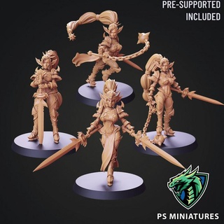 drow Lejyonerler paket 4 varyantlar iğnelemek Paul Scott zırh elf fantezi kadın kahraman şövalye asker karakter örümcek kötü dnd Eldar değişken karanlık dinamik kız çocukları lejyon Khaine 3d print model - Mito3D