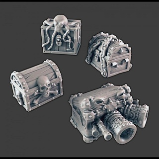 pirate chests support-free evan carothers Tabletop 3D Printable Terrain Fantasy ship chest 3d print model - Mito3D