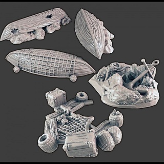 shipwreck debris fishing boats support-free evan carothers  Tabletop 3D Printable Terrain Fantasy Terrain beach boat debris shipwreck  3d print model - Mito3D
