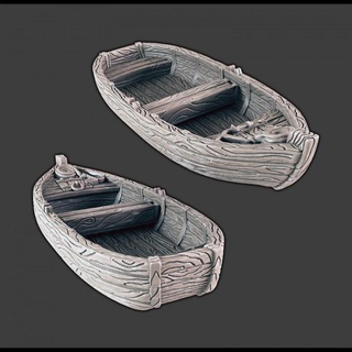 simple rowboat support-free evan carothers Tabletop Characters & Creatures Fantasy Universe Vehicles Machines boat pirate 3d print model - Mito3D