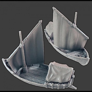 sailing skiff support-free evan carothers Tabletop Characters & Creatures Fantasy Universe Vehicles Machines boat pirate ship 3d print model - Mito3D