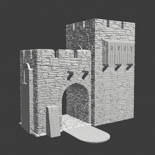 medieval gate w square tower - modular castle system northern crusades miniatures Tabletop Characters & Creatures Historical Universe 3D Printable Terrain historical model terrain miniature watchtower 28mm knights fortress baltic drawbridge crusader tallinn 3d print model - Mito3D