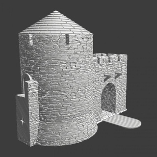 medieval gate w round tower - modular castle model northern crusades miniatures Tabletop Characters & Creatures Historical Universe 3D Printable Terrain printable building guard historical stone terrain 28mm scenery fortress baltic drawbridge crusader gatehouse teutonic livonian 3d print model - Mito3D