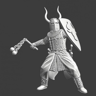 medieval teutonic knight fighting w flail northern crusades miniatures Tabletop Characters & Creatures Historical Universe 3d stl battle gaming model shield wargaming warrior miniature tabletop templar 28mm lake crusader horned peipus 3d print model - Mito3D