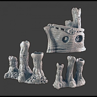 underwater steam vents debris support-free evan carothers Tabletop 3D Printable Terrain Fantasy ocean coral steamvent 3d print model - Mito3D