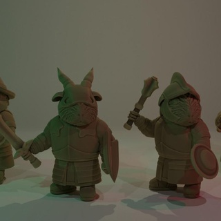 ironclad guineas cavy forge Tabletop Characters & Creatures Fantasy Universe cute knight pig rpg warrior horns mace 28mm dnd anthropomorphic armoured guinea falcata 3d print model - Mito3D