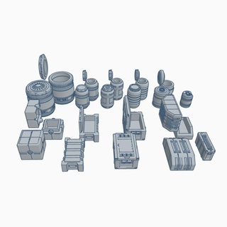 vardosia containers removable lids terrainology Tabletop 3D Printable Terrain Sci-Fi terrain 40k fence modular starwars wargaming wall imperial scifi legion barrier tatooine presupported supported vardos 3d print model - Mito3D