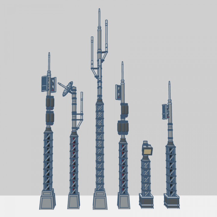 vardosia modular antenna terrainology Tabletop 3D Printable Terrain Sci-Fi terrain 40k starwars wargaming imperial radio scifi power legion empire satellite barrier scatter tatooine presupported supported vardos 3D print model - Mito3D