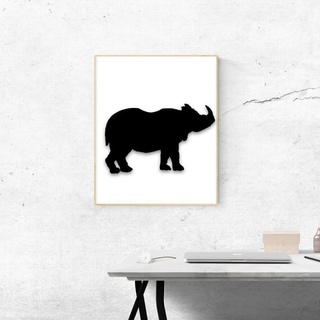 rhino decor picture animals collection link Home & Garden Homeware Ornaments animal art house wall 2d decorate minimalism clipart 3d 3d print model - Mito3D