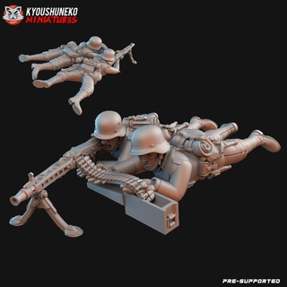 alemão máquina arma fogo equipe kyoushuneko miniaturas tampo mesa personagens criaturas histórico universo loja ww2 3d print model - Mito3D