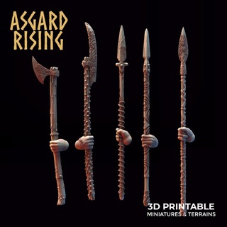 Vikingler uzun silah Ayarlamak Asgard yükselen minyatürler mağaza viking silahlar ek ekstr 3d print model - Mito3D