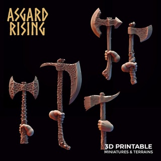 vikings machados arma conjunto Asgard Aumentar miniaturas loja viking armas ax 3d print model - Mito3D