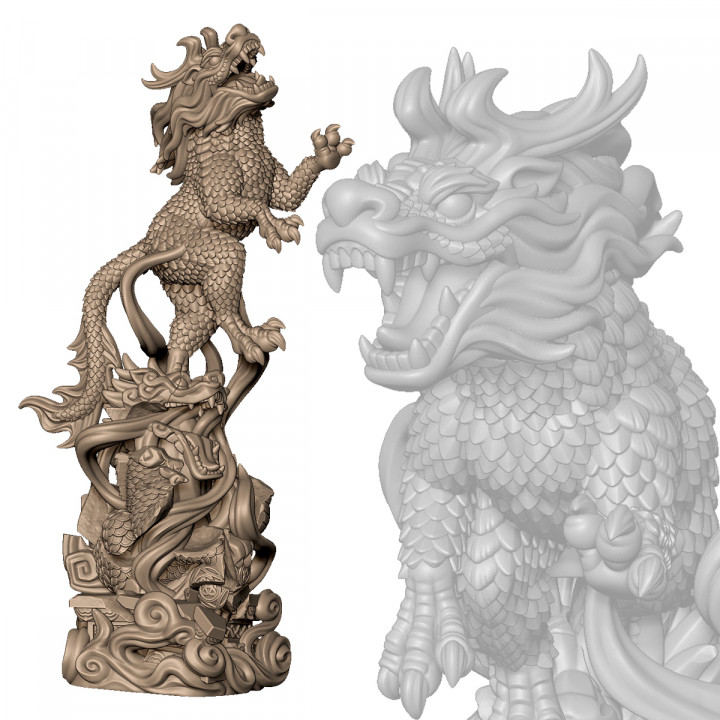 vôo Kirin willy tampo mesa personagens criaturas fantasia universo chinês criatura Dragão monstro escala guardião Ásia extremo Oriente 3D print model - Mito3D