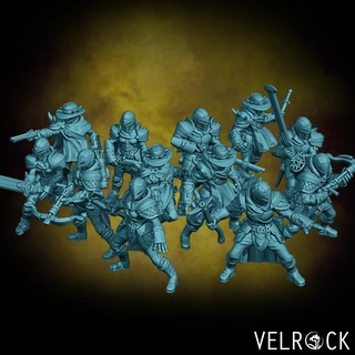 prime chasseurs guilde 1 présupporté velrock art miniatures table personnages créatures fantaisie univers combattant chasseur ranger coquin dnd 3d print model - Mito3D
