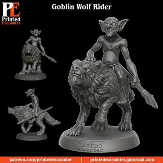 goblin Lobo cavaleiro impresso encontro tampo mesa personagens criaturas fantasia universo mini rpg miniatura dnd ttrpg 3d print model - Mito3D