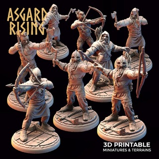 viking archers ax throwers modular pre-supported asgard rising miniatures Tabletop Characters & Creatures Fantasy Universe archer vikings warband bowmans 3d print model - Mito3D