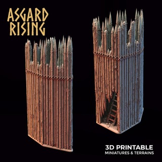 takviye edilmiş köy savunma kule önceden desteklenen Asgard yükselen minyatürler mağaza ahşap tahkimatlar parmaklık gözetleme kulesi çıkış 3d print model - Mito3D