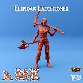 elemdar executioner - carren pirates arcane minis Store axe dragon dragons dungeons gun roleplay rpg magic blades steampunk rifle scythe swords elemental dungeon d&d dnd expansion 5e axes eberron crew presupported pre-supported arcanapunk magipunk magitech sordane supported zap skies zap-gun arcanepresupported scythes 3d print model - Mito3D