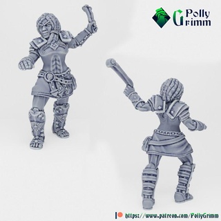 tabletop fantasy miniature nymphs set oread warrior pollygrimm Tabletop Characters & Creatures Fantasy Universe game girl mini mythology stone woman character nymph boardgame mountain spirit element maiden 3d print model - Mito3D