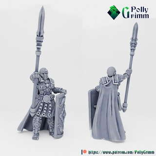 tabletop fantasy miniature nymphs set oread warrior pollygrimm Tabletop Characters & Creatures Fantasy Universe game girl mini mythology shield spear stone woman character nymph boardgame mountain spirit element maiden 3d print model - Mito3D