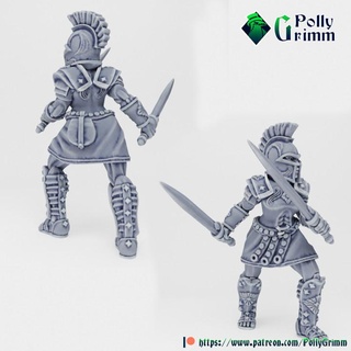 tabletop fantasy miniature nymphs set oread warrior pollygrimm Tabletop Characters & Creatures Fantasy Universe game girl mini mythology stone sword woman character nymph boardgame mountain spirit pathfinder element maiden 3d print model - Mito3D