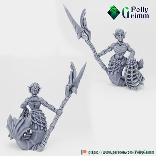 tabletop fantasy miniature nymphs set nereid warrior pollygrimm Tabletop Characters & Creatures Fantasy Universe game girl mini mythology woman character nymph mermaid boardgame spirit element maiden 3d print model - Mito3D