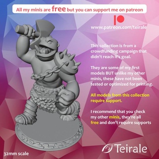 puppet barbarian teirale Tabletop Characters & Creatures Fantasy Universe mini rpg miniature tabletop puppets dnd muppet muppets 3d print model - Mito3D