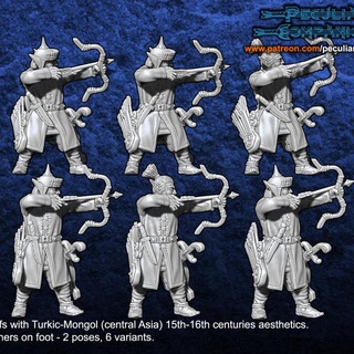 turko-mongol dark elfs - archers foot erramir orlans Tabletop Characters & Creatures Fantasy Universe fantasy wargames infantry 28mm 3d print model - Mito3D