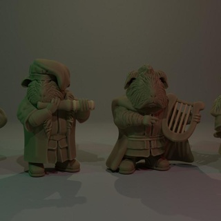 guinea bards cavy forge Tabletop Characters & Creatures Fantasy Universe cute fantasy flute pig rpg drum d&d 28mm dnd harp lute bard anthropomorphic npc 3d print model - Mito3D