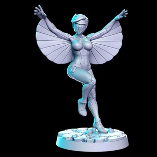 pre-supported ladybird female space enforcer combat mode - 32mm dnd rn estudio Tabletop Characters & Creatures Fantasy Universe rpg silver hawks 3d print model - Mito3D