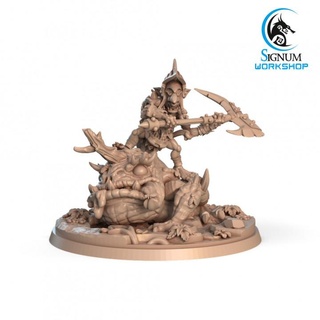 nenz silt scout signum workshop axe dungeons fantasy goblin miniatures warrior tabletop frog rider ttrpg presupported 3d print model - Mito3D