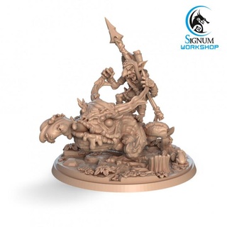 kribas small pest signum workshop beast dungeons fantasy goblin miniatures spear warrior tabletop frog rider scout ttrpg presupported 3d print model - Mito3D