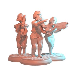 space soldiers - rifle standing poses king virr design Tabletop Characters & Creatures Sci-Fi Universe Store army future running soldier unit war warrior gas scifi tabletop wargame 3d print model - Mito3D