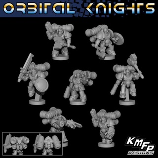 orbital knights - kit2a assault troop leaders 6-8mm kmfp designs Tabletop Characters & Creatures Sci-Fi Universe 40k epic knight space star war marine 6mm 3d print model - Mito3D