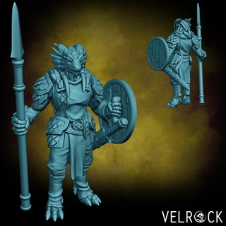 dragonfolk soldat ville garde 2 Masculin présupporté velrock art miniatures table personnages créatures fantaisie univers boutique dragon rpg dragonborn dnd 3d print model - Mito3D