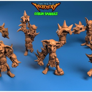 goblin fighters set 2 - smakkaz nickey's hatchery Tabletop Characters & Creatures Fantasy Universe fighter spike warrior weapon miniature fist 3d print model - Mito3D