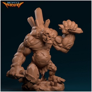krystalbakk cave troll nickey's hatchery Tabletop Characters & Creatures Fantasy Universe axe club hammer crystal 3d print model - Mito3D