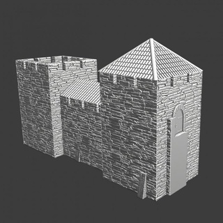 heavy wall section w roofs - modular castle system northern crusades miniatures Tabletop Characters & Creatures Historical Universe 3D Printable Terrain 3d printable medieval terrain wargaming miniature scenery walls fortress baltic roofed 3d print model - Mito3D
