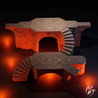 estructura fragua modular terreno tlón mesa 3D imprimible fantasía rock loseta puente piso yunque calabozo cueva enano cerradura abierta ruina 3d print model - Mito3D