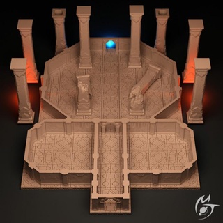 dwarven halls baragun - modular openlock terrain making tlon Tabletop 3D Printable Terrain Fantasy column door wall hall dwarf dungeon ruins scenery columns 3d print model - Mito3D