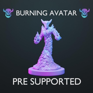 burning avatar - pre supported tom's twisted tavern Tabletop Characters & Creatures Fantasy Universe beast fantasy lion fire companion miniature tabletop summon jaws lava frost gloomhaven 5e ally frosthaven gloom molten 3d print model - Mito3D